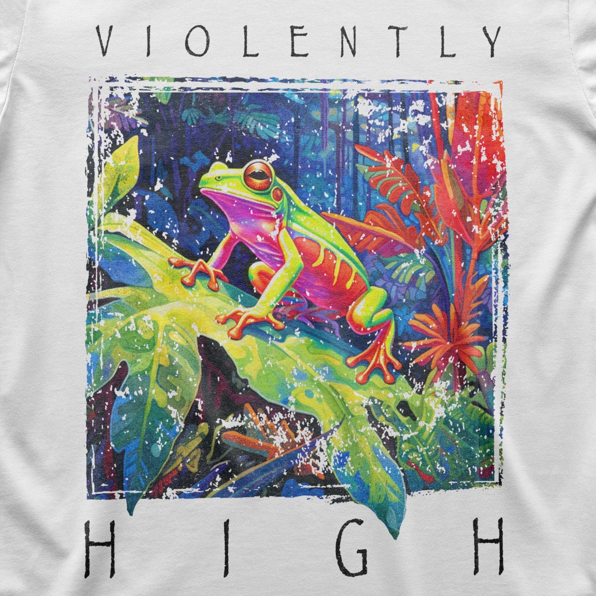 Rainforest Frog Violently High T-Shirt — Wavey Goods Co.